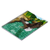 Eagle Vliegen Over Rivier en Bergen Gepersonalisee Notitieboek (Linkerzijde)