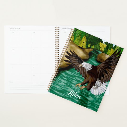 Eagle Vliegen Over Rivier en Bergen Gepersonalisee Planner (Display)