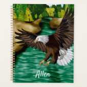 Eagle Vliegen Over Rivier en Bergen Gepersonalisee Planner (Voorkant)