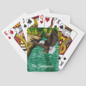 Eagle Vliegen Over Rivier en Bergen Gepersonalisee Pokerkaarten (Achterkant)