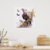 Eagle Vogel Portret Dier Schilderen Wildlife Grati Poster (Keuken)