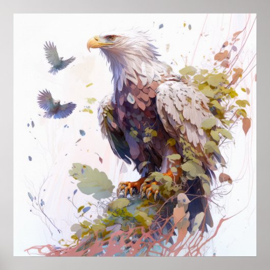 Eagle Vogel Portret Dier Schilderen Wildlife Grati Poster (Voorkant)