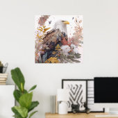 Eagle Vogel Portret Dier Schilderen Wildlife Grati Poster (Thuiskantoor)