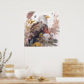 Eagle Vogel Portret Dier Schilderen Wildlife Grati Poster (Keuken)