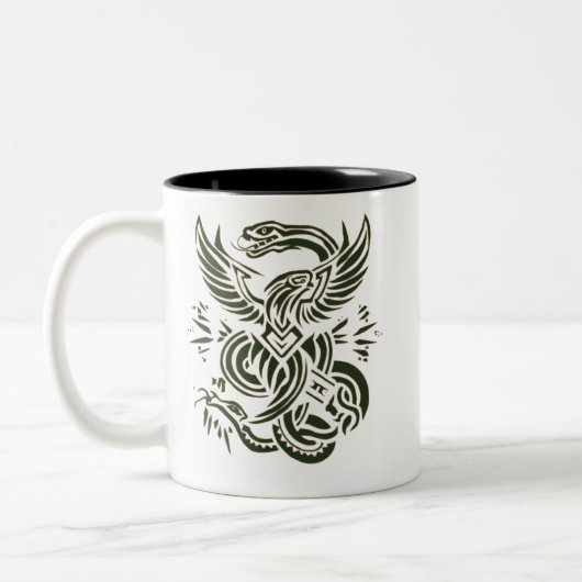 "Eagle vs Snake Design Mok" #mok Tweekleurige Koffiemok (Links)