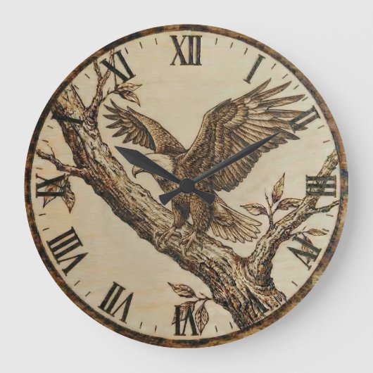 Eagle Wall Clock – Woodland Rustic Style Grote Klok (Voorkant)