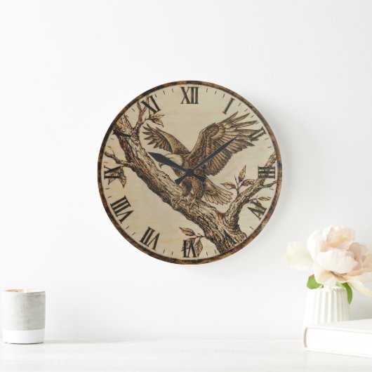 Eagle Wall Clock – Woodland Rustic Style Grote Klok (Huis)