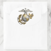 Eagle Wereldbol Anchor Ovale Sticker (Tas)