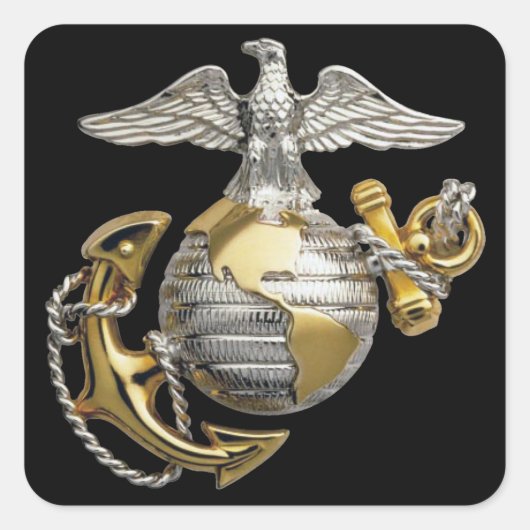 Eagle Wereldbol Anchor Vierkante Sticker (Voorkant)