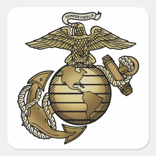 Eagle Wereldbol Anchor Vierkante Sticker (Voorkant)