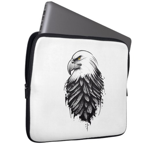 Eagle Wild Animal Natuur Illustratie Art Tattoo Laptop Sleeve (Voorkant Rechts)