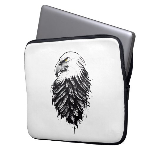 Eagle Wild Animal Natuur Illustratie Art Tattoo Laptop Sleeve (Voorkant Links)