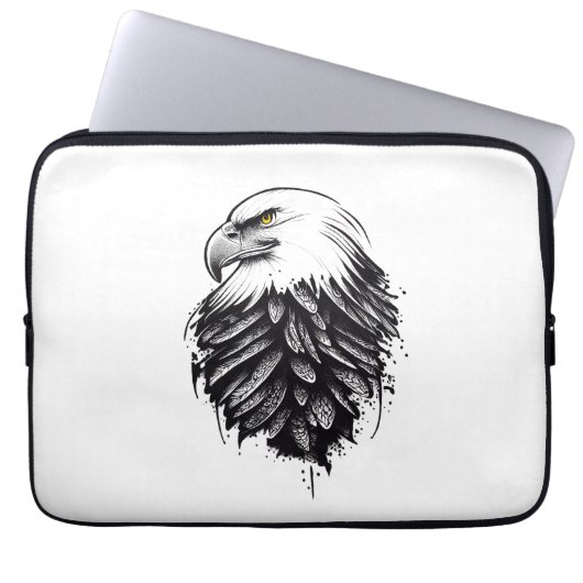 Eagle Wild Animal Natuur Illustratie Art Tattoo Laptop Sleeve (Voorkant)