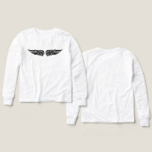 Eagle wing print black Kids' Long Sleeve Shirt (Voorkant /achterkant)