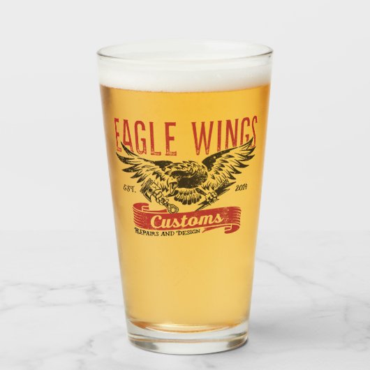 Eagle Wings Bierglas Glas (Voorkant gevuld)