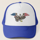 Eagle with American Flag Wings Trucker Hat Trucker Pet (Voorkant)