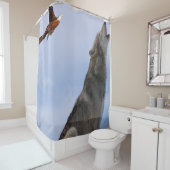 Eagle wolf effen blauw douchegordijn (In situ)