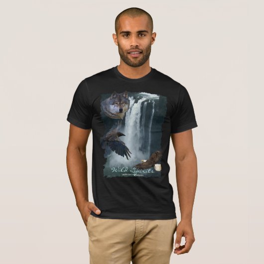 Eagle, Wolf, Raven & Herfsten Natuur Scène T-shirt (Voorkant volledig)