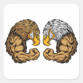 Eagles met spieren vierkante sticker (Voorkant)