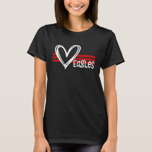Eagles Pride Teams School Spirit Sports Red Heart T-shirt