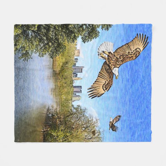 Eagles Scioto River Columbus Ohio Fleece Deken (Voorkant (Horizontaal))
