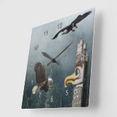 Eagles, theepoel en woudvlokken vierkante klok (Hoek)