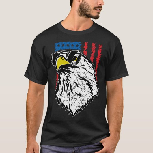Eagles vliegende zonnebril en Amerikaanse vlag T-shirt (Voorkant)