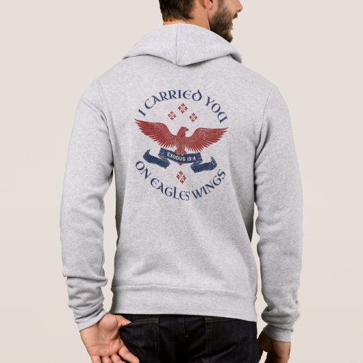 Eagle's Wings Scripture Exodus 19:4 Red/Blue Hoodie (Achterkant)