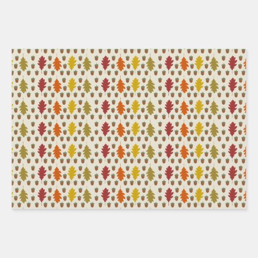 Eak-bladeren en Aak-Herfst herfst gepatterd Inpakpapier Vel (Voorkant)