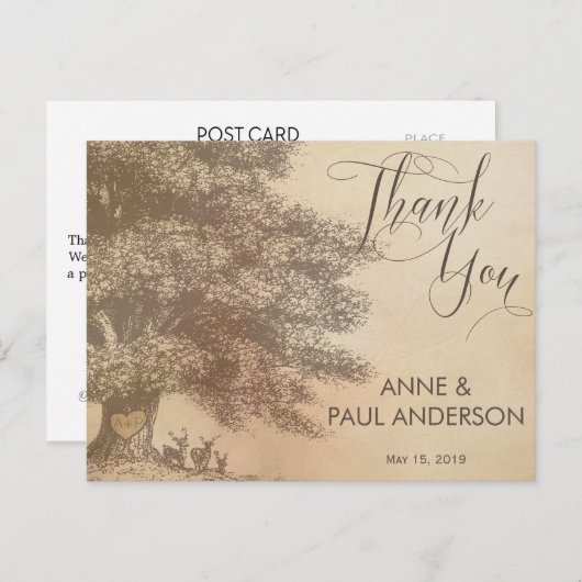 Eak-boom met deers Hartelijk dank Briefkaart (Voorkant / Achterkant)