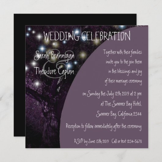 Eak Tree-nachtlichten bruiloft Kaart (Voorkant / Achterkant)