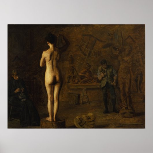 Eakins - William Rush graveert allegorische figuur Poster (Voorkant)