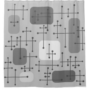 Eames Era Art Crosshairs Grey uit de jaren 1950 Douchegordijn