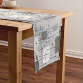 Eames Era Art Crosshairs Grey uit de jaren 1950 Korte Tafelloper (Voorbeeld)