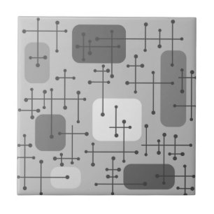 Eames Era Art Crosshairs Grey uit de jaren 1950 Tegeltje