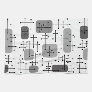 Eames Era Art Crosshairs Grey uit de jaren 1950 Theedoek