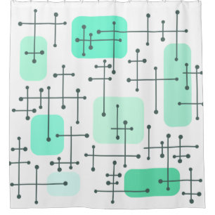 Eames Era Art Crosshairs Mint green uit de jaren 1 Douchegordijn