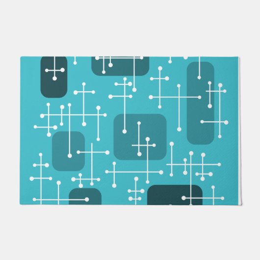 Eames Era Art Crosshairs Turquoise uit de jaren 19 Deurmat (Voorkant)