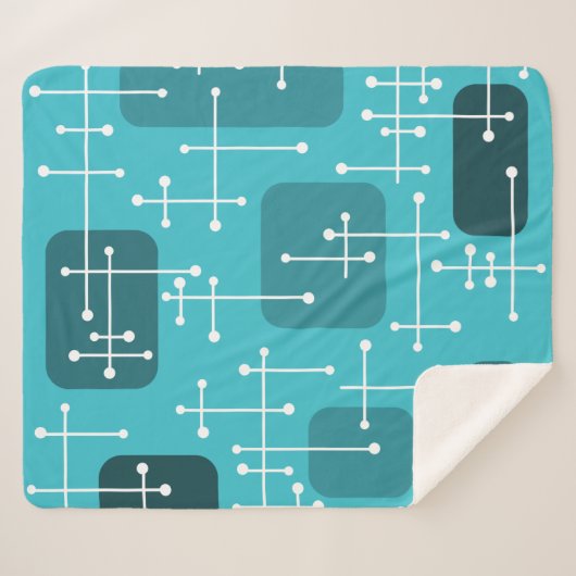 Eames Era Art Crosshairs Turquoise uit de jaren 19 Sherpa Deken (Voorkant (horizontaal))