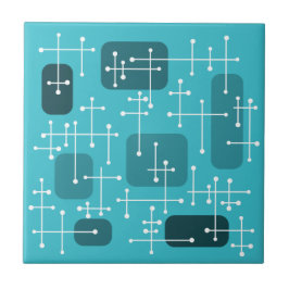 Eames Era Art Crosshairs Turquoise uit de jaren 19 Tegeltje