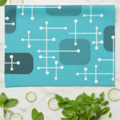 Eames Era Art Crosshairs Turquoise uit de jaren 19 Theedoek (Gevouwen)