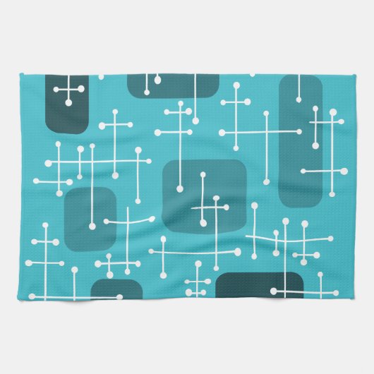 Eames Era Art Crosshairs Turquoise uit de jaren 19 Theedoek (Horizontaal)