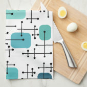 Eames Era Art Crosshairs Turquoise uit de jaren 19 Theedoek (Quarter Fold)