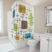 Eames Era Art Crosshairs uit de jaren 1950 Douchegordijn (In situ)