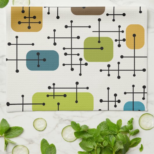 Eames Era Art Crosshairs uit de jaren 1950 Theedoek (Gevouwen)