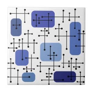 Eames Era Art Crosshairs White Blue uit de jaren 1 Tegeltje