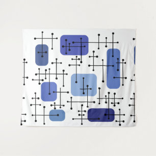 Eames Era Art Crosshairs White Blue uit de jaren 1 Wandkleed