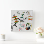 Eames-Era Retro Atomic geïnspireerd Vierkante Klok (Huis)