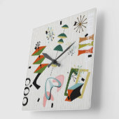Eames-Era Retro Atomic geïnspireerd Vierkante Klok (Hoek)