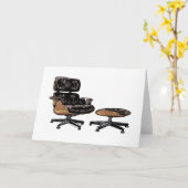 Eames Lounge Chair en Ottomaans Wenskaart Kaart (Gele Bloem)